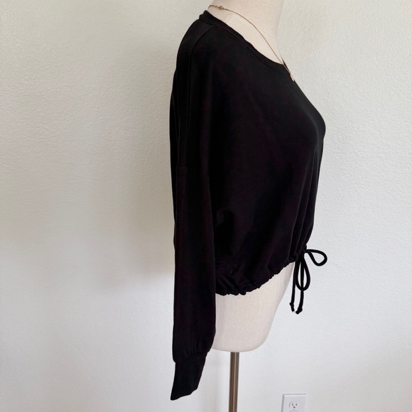 🖤 EXPRESS Modal Super Soft Tie-Hem Pullover Sweatshirt - Picture 3 of 9